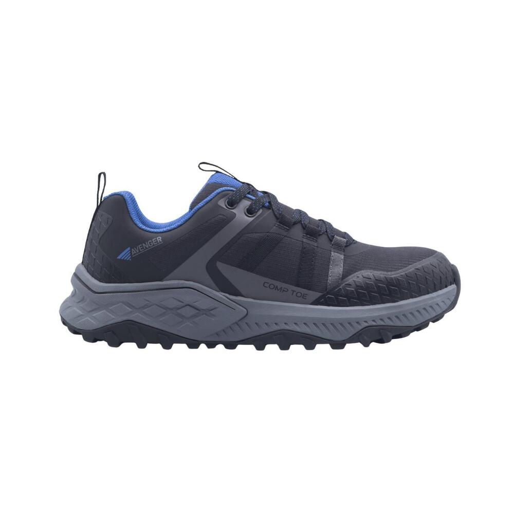 NEW AVENGER men's aero trail composite toe shoe in black/blue